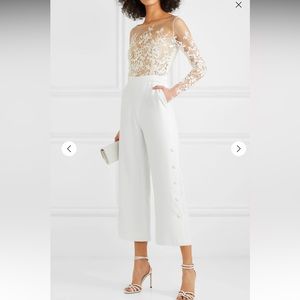 RIME ARODAKY Braham cropped embroidered tulle and crepe jumpsuit